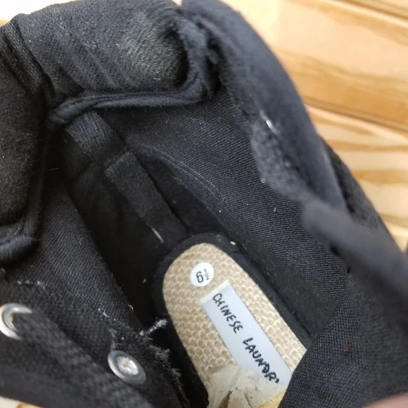 Black Canvas Combat Military Biker Moto Ankle Boots Lace up Women's 6.5M Heeled - Picture 8 of 10